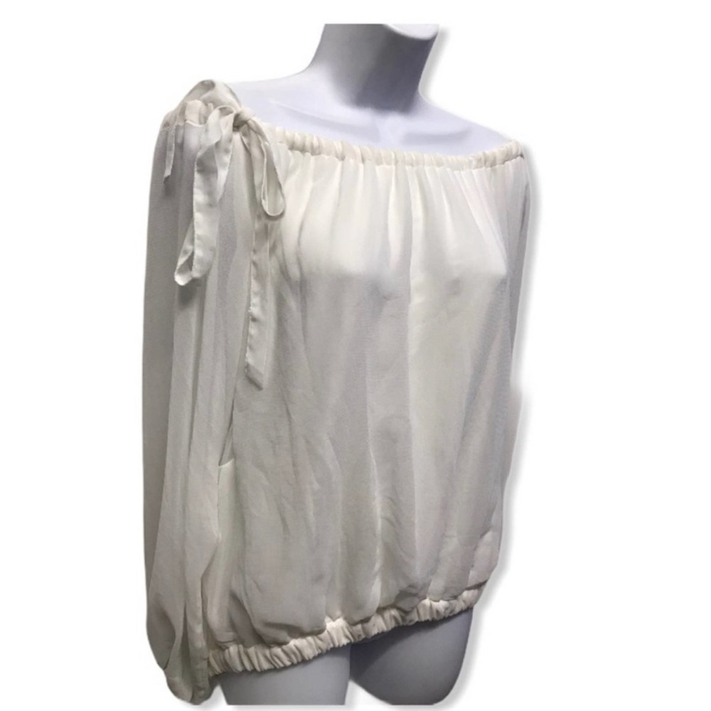 Zara NWT White Sheer Sleeve Off-Shoulder Blouse